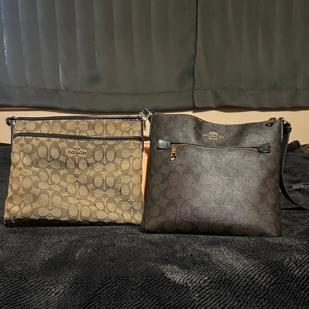 Coach Brown and Black Signature Crossbody Set